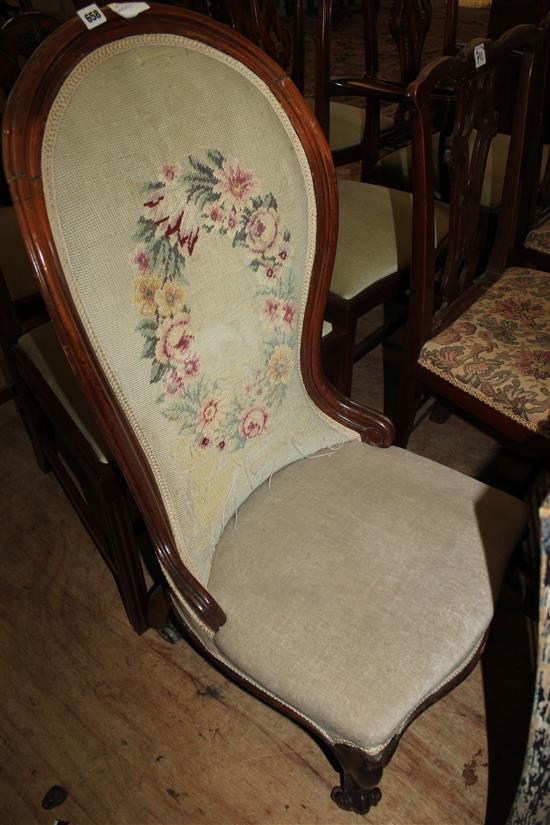 Spoon back nursing chair with tapestry upholstery